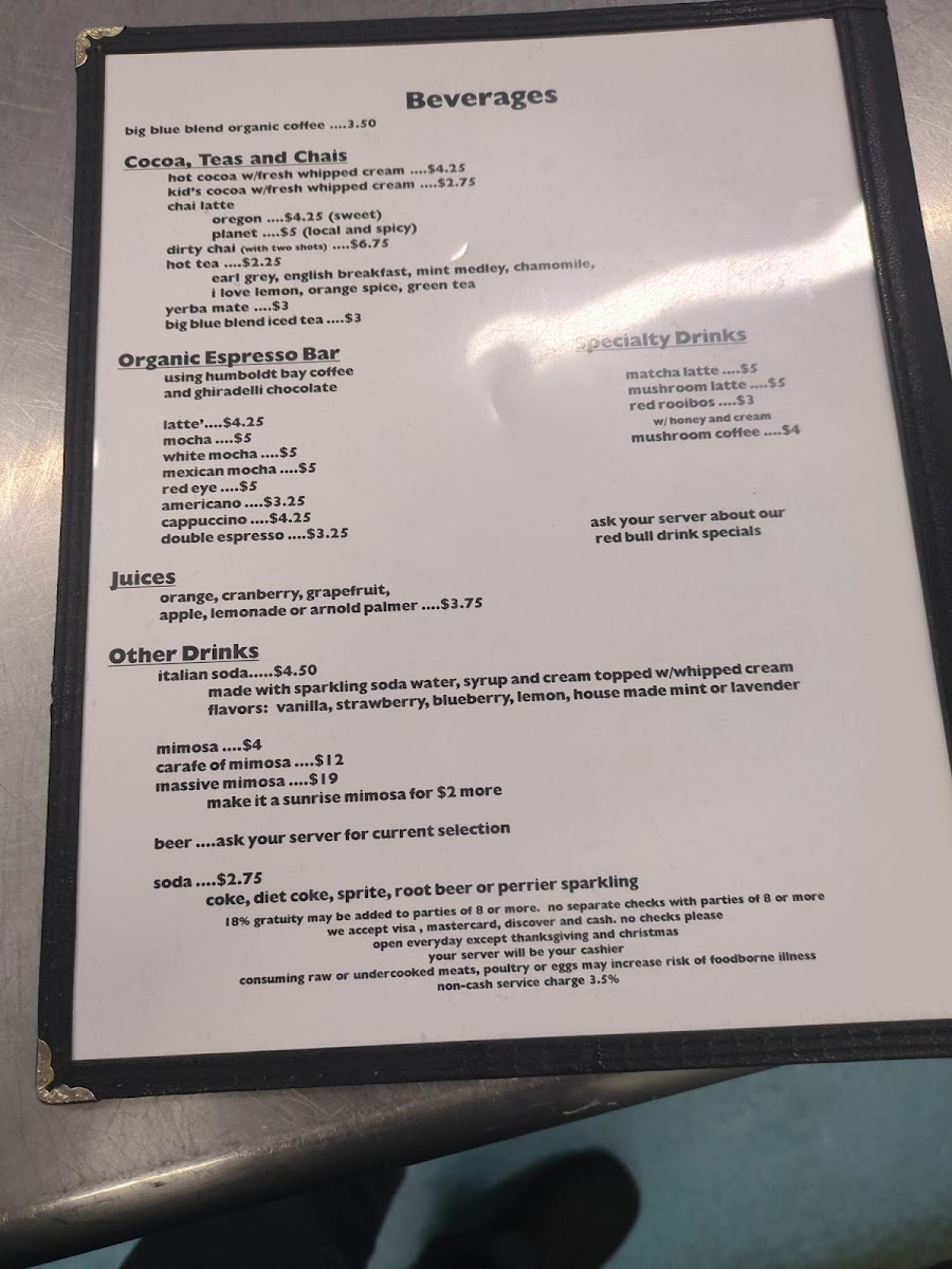 Menu The Big Blue Cafe-1